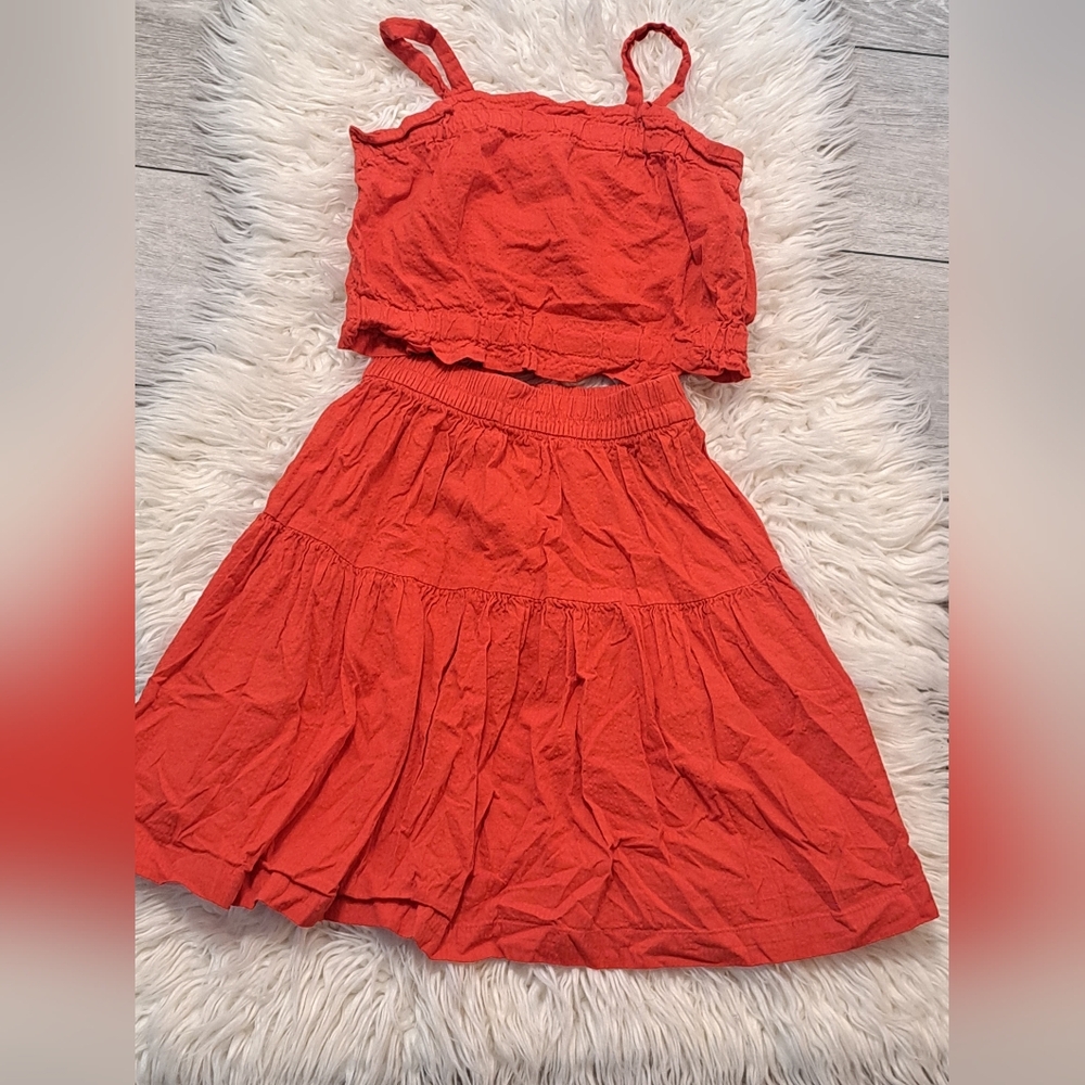 Like New Condition H&M / LIUNIC Red 2 Piece Sleeveless Top and Skirt Set